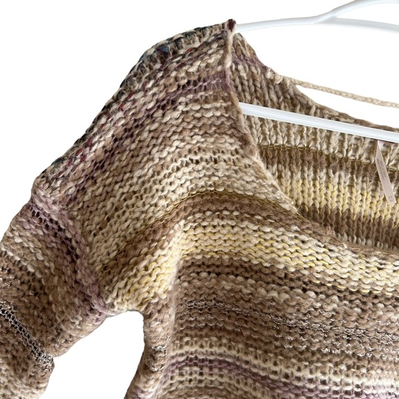 Free People Limbo Knit Crop Alpaca Blend Stripe Multi Brown Women's Size XS - Picture 4 of 13